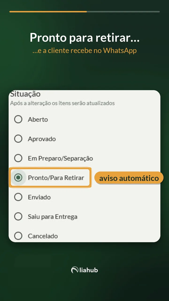 Vídeo: Aviso de peça pronta pelo WhatsApp no ateliê